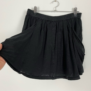 Aritzia Wilfred‎ XS Black Linen Flared Mini Skirt Pockets
